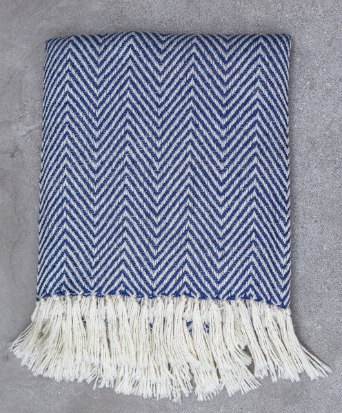 Navy Blue Herringbone Blanket
